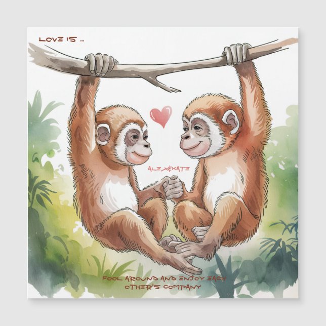 Gibbon Valentines Magnetkarte (Vorderseite)