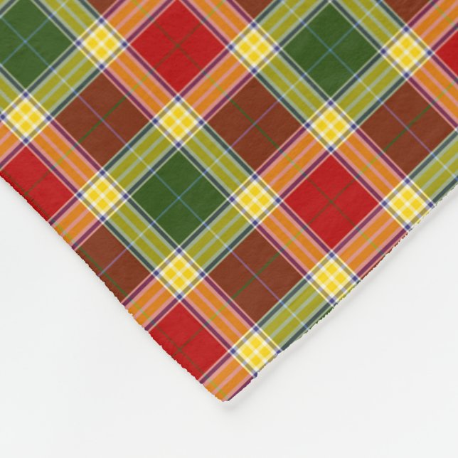 Gibbs Clan Red, Yellow and Green Tartan Fleecedecke (Ecke)