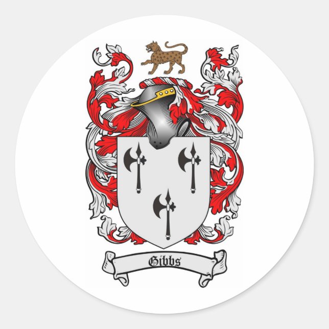GIBBS-FAMILIENWAPPEN - GIBBS-FEUER RUNDER AUFKLEBER (Vorderseite)