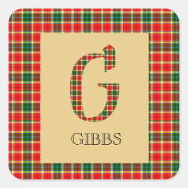 Gibbs Tartan Monogram G Quadratischer Aufkleber