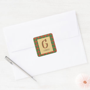 Gibbs Tartan Monogram G Quadratischer Aufkleber
