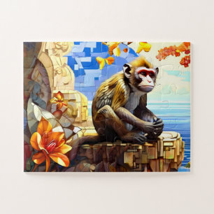 Gibraltar-Affe sitzt auf Felsen in Spanien