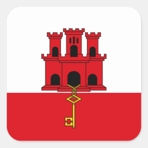 Gibraltar Flag. Großbritannien, Britische Übersee Quadratischer Aufkleber