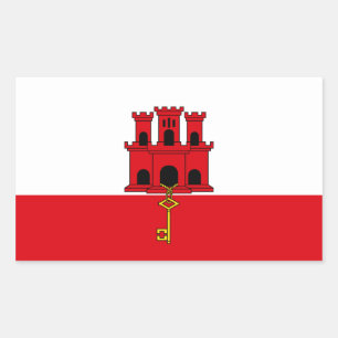 Gibraltar Flag. Großbritannien, Britische Übersee Rechteckiger Aufkleber