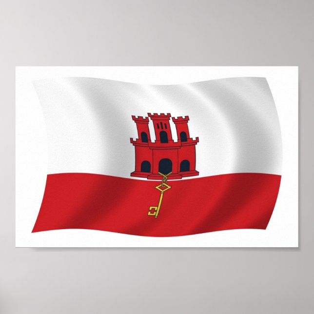 Gibraltar Flag Poster Print (Vorne)