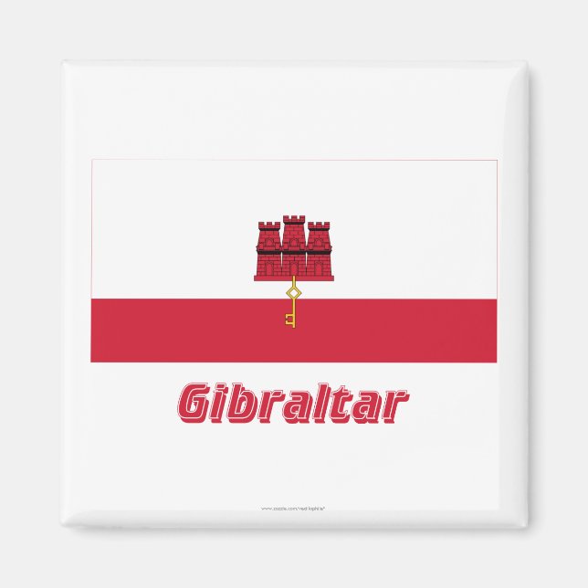 Gibraltar-Flagge mit Name Magnet (Vorne)