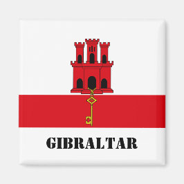Gibraltar-Flagge mit Text in Gibraltar Magnet