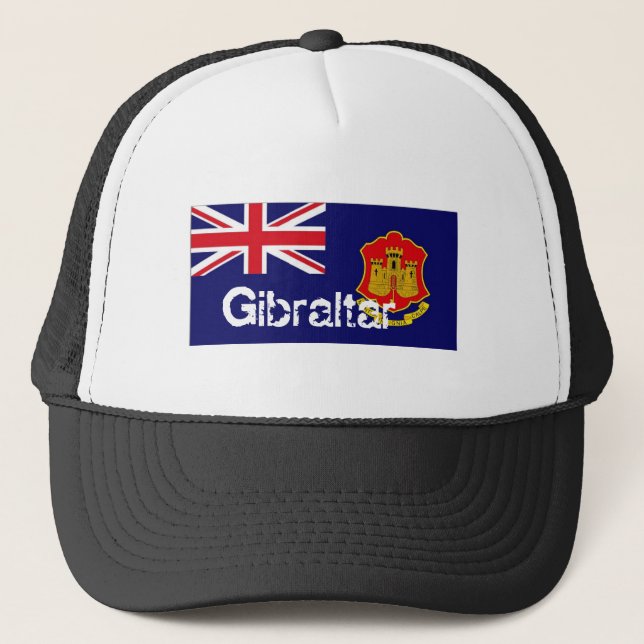 Gibraltar-Flaggenandenkenhut Truckerkappe (Vorderseite)