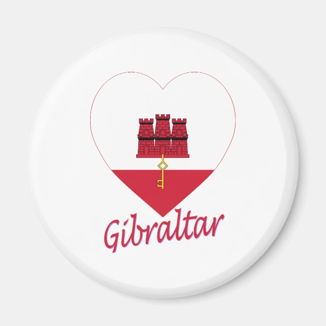 Gibraltar Flaggenherz Magnet (Vorne)