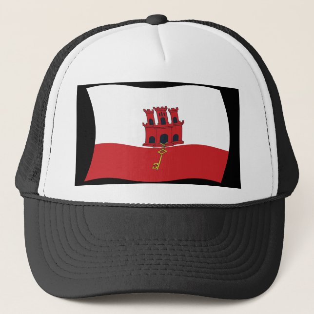 Gibraltar-Flaggenhut Truckerkappe (Vorderseite)