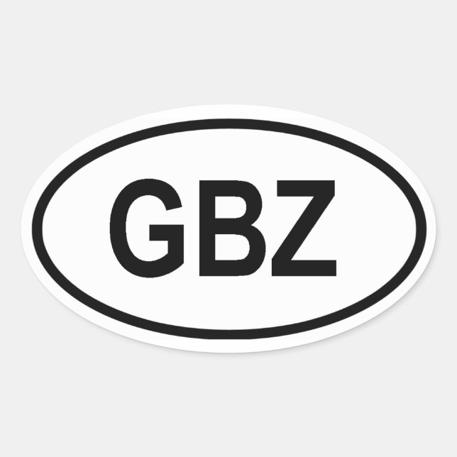 Gibraltar "GBZ" Ovaler Aufkleber (Vorderseite)