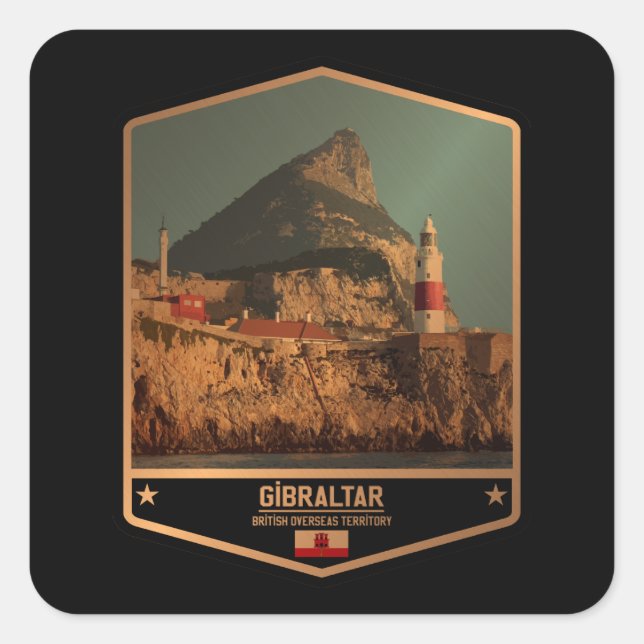 Gibraltar Quadratischer Aufkleber (Vorderseite)