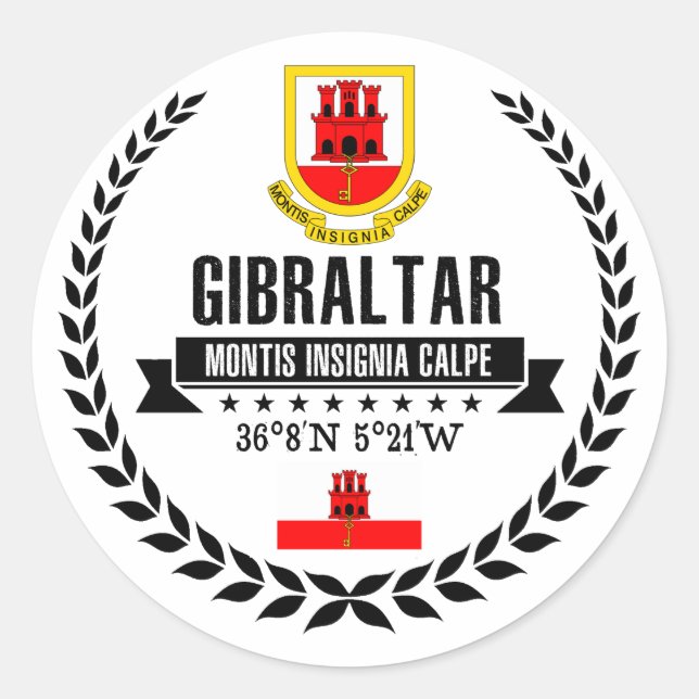 Gibraltar Runder Aufkleber (Vorderseite)