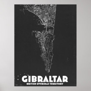 Gibraltar Vintage Karte Poster