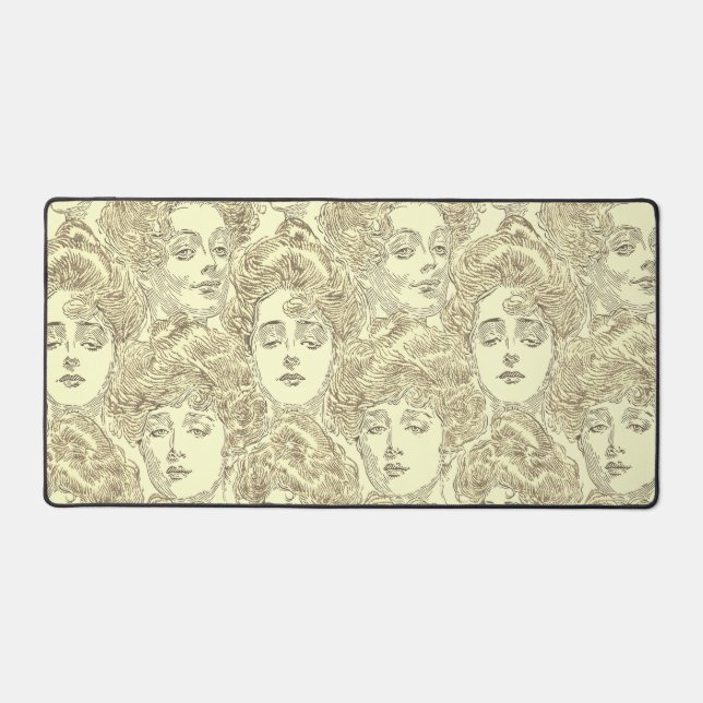 Gibson fille victorienne motif sépia or brun (Recto)