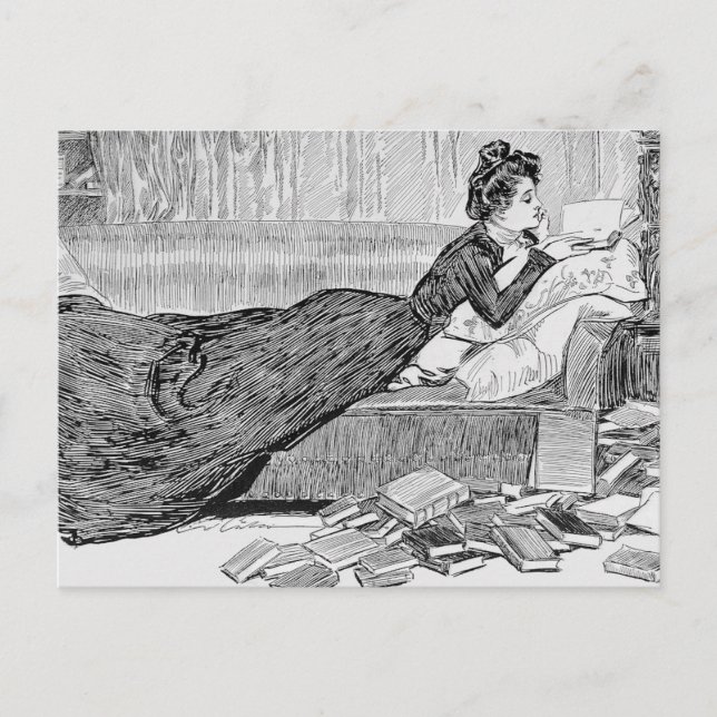 Gibson Girl Reading a Book Postkarte (Vorderseite)
