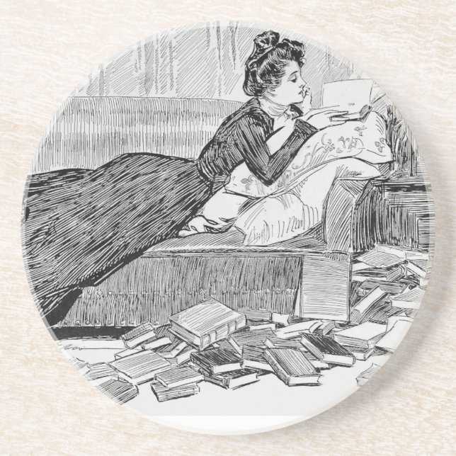 Gibson Girl Reading Getränkeuntersetzer (Vorne)