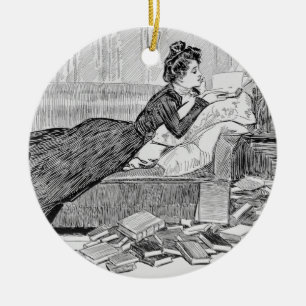 Gibson Girl Reading Keramik Ornament