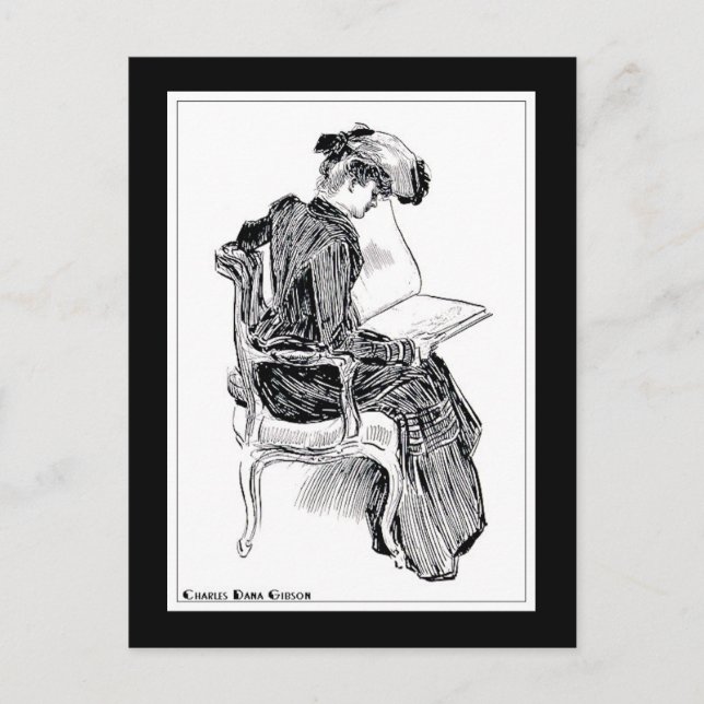 Gibson Girl Reading Postkarte (Vorderseite)