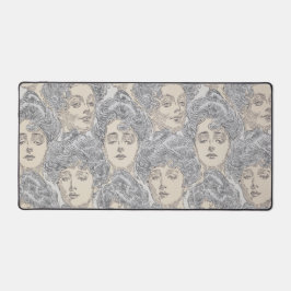 Gibson Girl viktorianische Muster grau peach Vinta Schreibtischunterlage