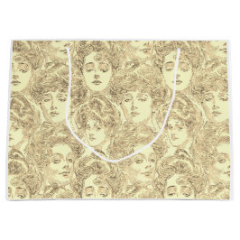 Gibson Girl viktorianisches Muster Sepia Große Geschenktüte