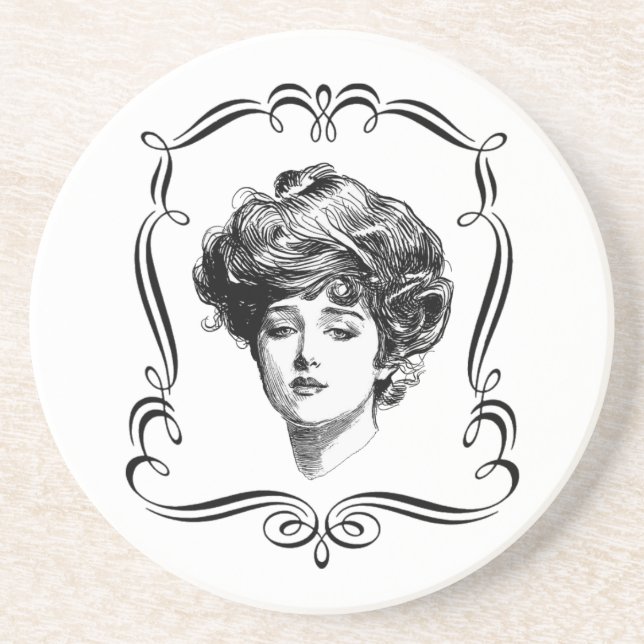 Gibson Girl Vintag Art Untersetzer (Vorne)
