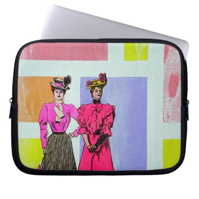 Gibson Girls in einem mondrianischen Muster Laptopschutzhülle (Vorderseite)