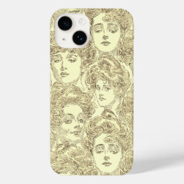 Gibson Girls viktorianisch Illustration sepia gold Case-Mate iPhone 14 Hülle