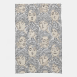 Gibson Girls viktorianischer grauer Pfirsich Vinta Geschirrtuch