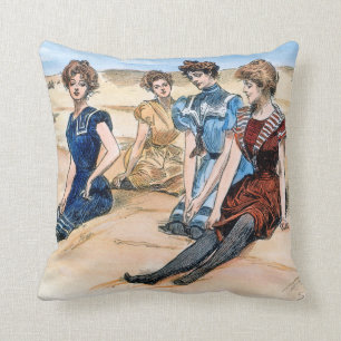 Gibson-Mädchen auf dem Strand, 1900 Kissen