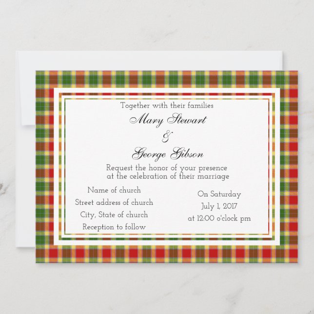 Gibson Scottish Wedding Einladung (Vorderseite)