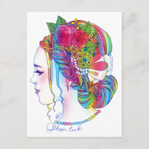 Gibson Tuckson ト ド(花/の ポ ス子/女 ラス// Postkarte