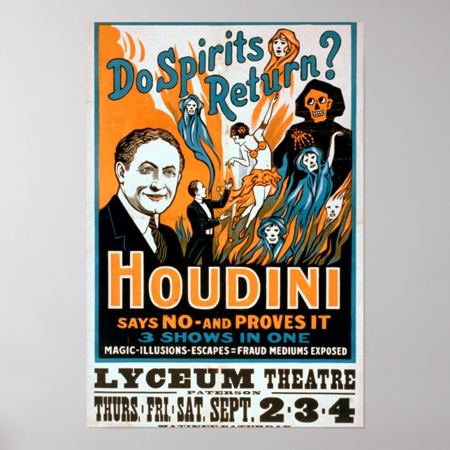 Gibt es Spirituosen? Houdini sagt NO - beweist es Poster (Vorne)