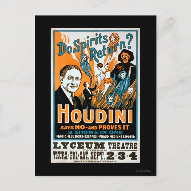 Gibt es Spirituosen? Houdini sagt NO - beweist es Postkarte (Vorderseite)