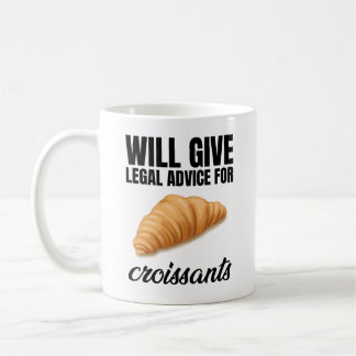 gibt Rechtsberatung für Croissants Kaffeetasse