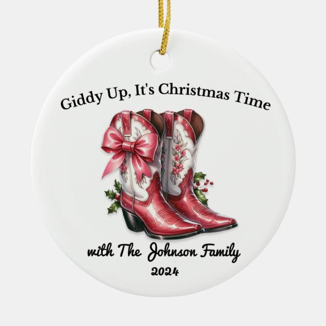 Giddy Up, es ist Weihnachtszeit Keramik Ornament (Vorne)