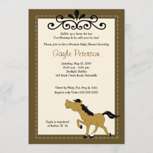 Giddy Up Horse Cowgirl 12x18 Baby Shower Einladung