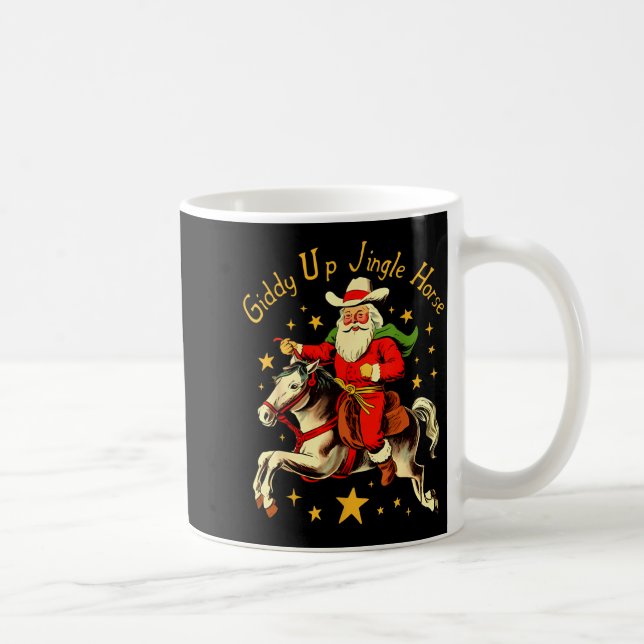 Giddy Up Jingle Horse Funny Retro Santa Cowboy Chr Kaffeetasse (Rechts)