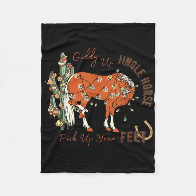 Giddy Up Jingle Horse Pick Up Your Feet Cactus Cow Fleecedecke (Vorderseite)
