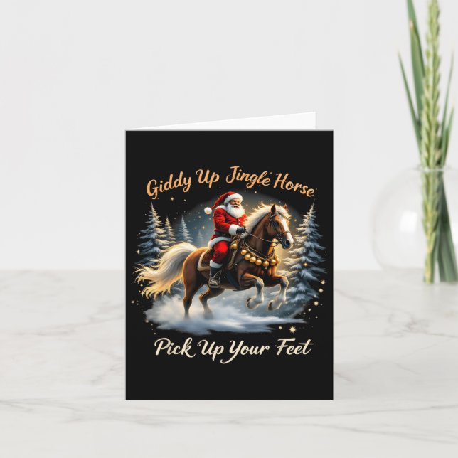 Giddy Up Jingle Pferd holen Sie Ihre Füße Weihnach Karte (Vorderseite)