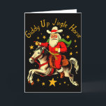 Giddy Up Jingle Pferd Lustig Retro Weihnachtsmann  Karte<br><div class="desc">Giddy Up Jingle Pferd Lustig Retro Weihnachtsmann Cowboy Weihnachten</div>