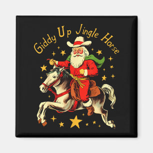 Giddy Up Jingle Pferd Lustiger Retro Weihnachtsman Magnet