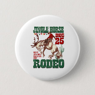 Giddy Up Jingle Pferd Santa Cowboy Western Weihnac Button