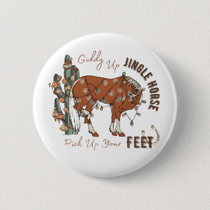 Giddy Up Jingle Pferde holen Weihnachten auf Button