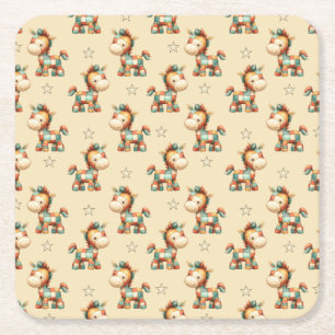 Giddy-Up Patchwork-Pony-Geburtstag Rechteckiger Pappuntersetzer