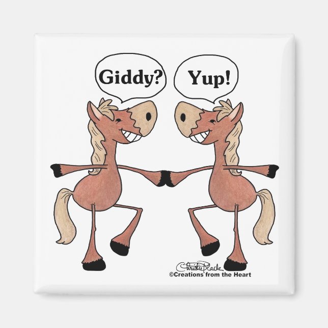Giddy Up Pferde Magnet (Vorne)