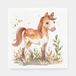Giddy Up, wunderschön! Adorable Horse Wasserfarbe Serviette