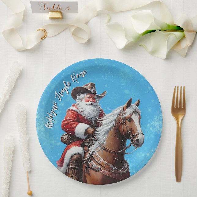 Giddyup Jingle Horse Santa Claus Weihnachtsgeschen Pappteller (Hochzeit)