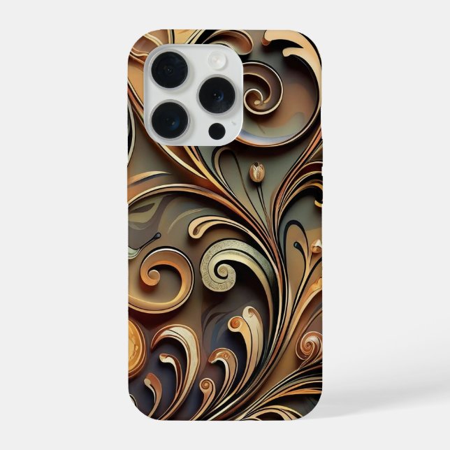 Gided Baroque Scrollwork  iPhone 15 Pro Hülle (Rückseite)
