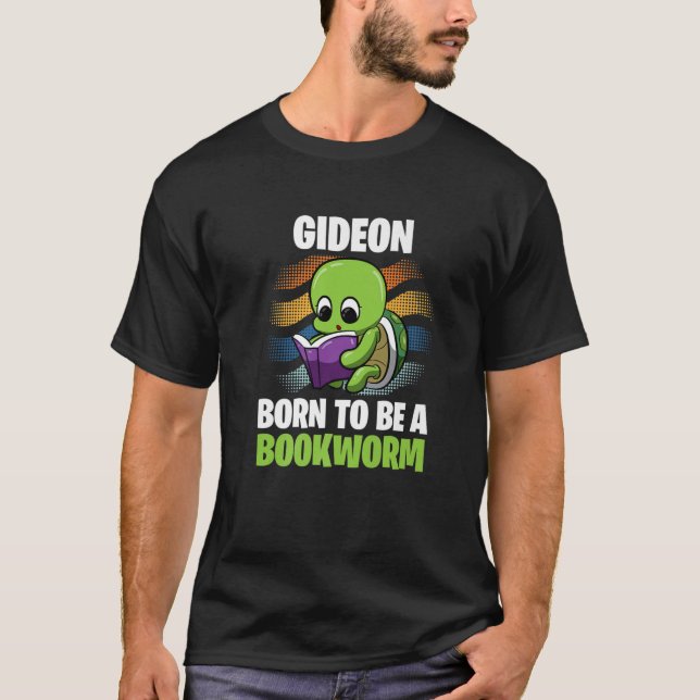 Gideon - Geboren, Buchwürmer zu sein - Personalisi T-Shirt (Vorderseite)